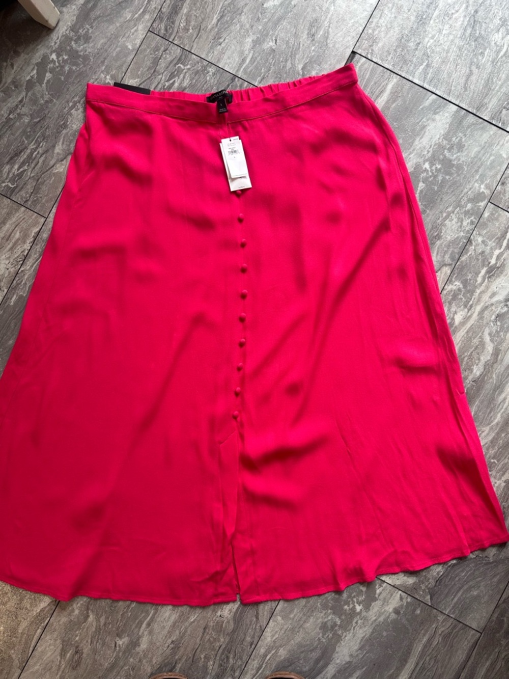 Banana Republic Hot Pink Button-Front Midi A-Line Skirt
